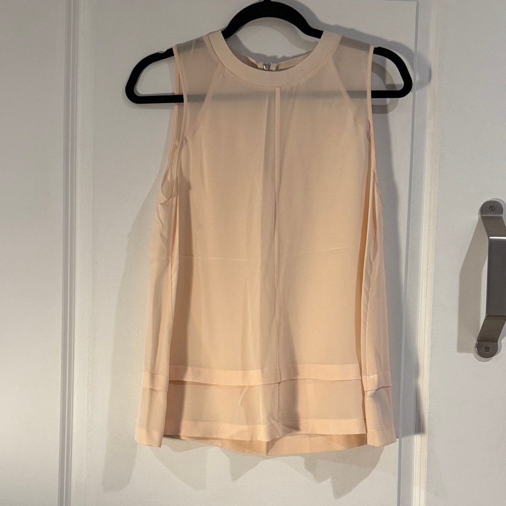 Madewell light peach silk tank top with zipper in back